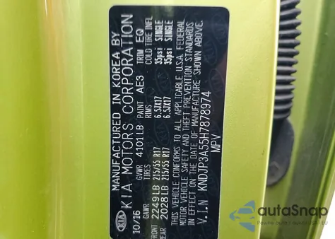 2017 Kia Soul + from USA, damaged, VIN KNDJP3A55H7878974